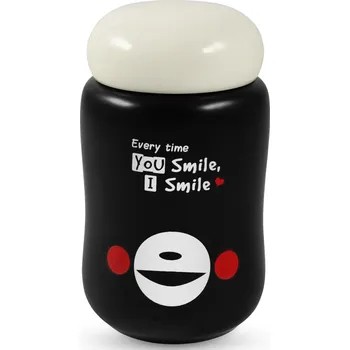 Mingyi 71590-C Keramický hrnek s víkem Cute, černý, 0,3 l