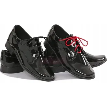 Chlapecké polobotky Chlapecké k prvnímu svatému přijímání boty, černé lakované k prvnímu svatému přijímání boty ke svaté přijímání OM18-33