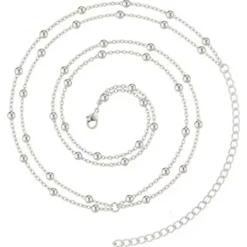 Řetízek B-TOP Dvouvrstvý řetízek na pas s perličkami a překřížením Druh barvy: Stříbrná