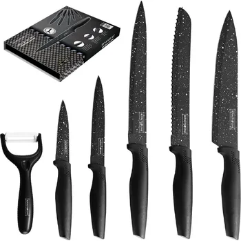 Sada nádobí Royalty Line RL-MB5 6-dielna sada nožov Granit s keramickou škrabkou