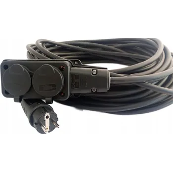 Napájecí kabel VÝKONNÝ STAVEBNÍ PRODLUŽOVACÍ KABEL ROZDVOJKA 3x1,5 GUMA MAX 3500W 15m