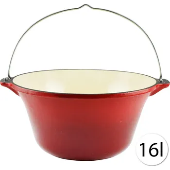 kotlíky Perfect Home 12013 Smaltovaný litinový kotlík na guláš, 16 L, červený