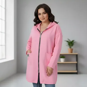 Dámská mikina Dámská světle růžová dlouhá mikina K877