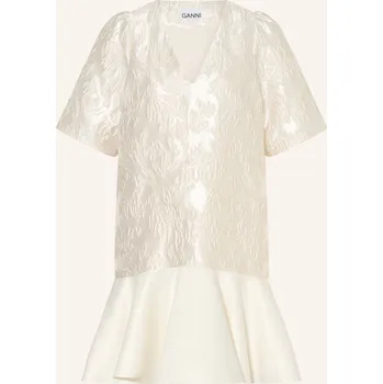 Dámské šaty Ganni Dámské Šaty Z Kombinace Materiálů S Volány, režná, 40