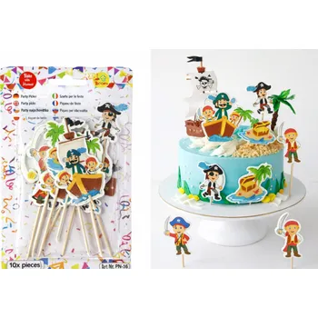 Jedlá dekorace na dort Párty napichovátka piráti 10 cm | dekorace na oslavy PN-16