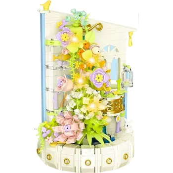 Hračka LEAN Toys 26706 Stavebnice Květinová věž s LED, 632 dílků