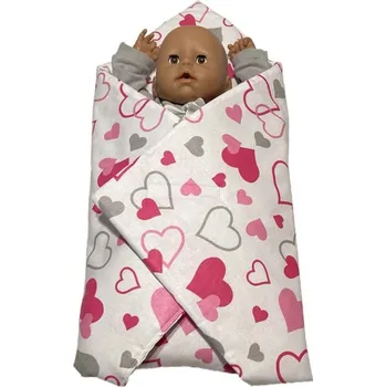 Dětské zboží SDS Rychlozavinovačka pro panenky Srdíčka šedorůžová Bavlna, výplň: Polyester, 1x 60x60 cm