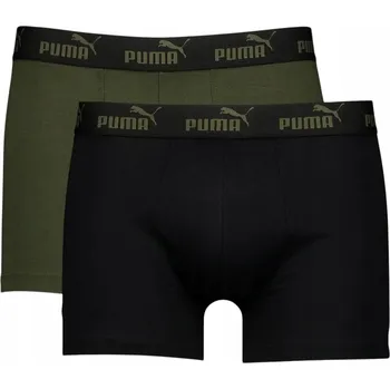 PUMA PÁNSKÉ BOXERKY SLIPY PUMA BASIC BOXERS 2P ČERNÁ/ZELENÁ vel. S