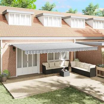 Markýza vidaXL Automatická zatahovací markýza s LED světly 600 x 300 cm [3055309] Barva: Antracitová a bílá