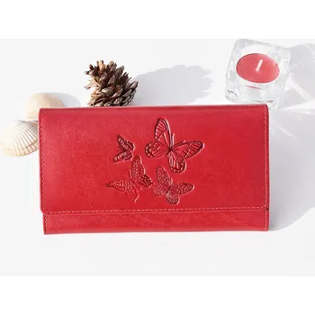 Peněženka Kožené zboží Motýli červená