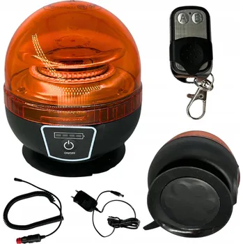 Autoelektronika Výstražná LED lampa maják kulatá magnet blikající oranžová 12V 24V