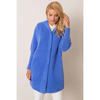 Dámský kabát Alpaka kabát Carolyn s netopýřími rukávy a kapucí světle modrý