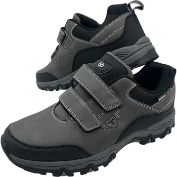 Pánské tenisky Toplay Pánské šedé tenisky na suchý zip 06 Barva: Šedá, Velikost: 46