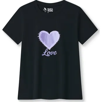 Dívčí bavlněné tričko s krátkým rukávem - Wolf & Wolfie S2612B, černá Barva: Černá, Velikost: 164