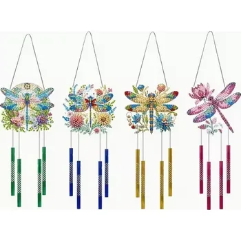 Diamantové malování Diamantové malování - Větrná zvonkohra - SET 4ks - Vážky