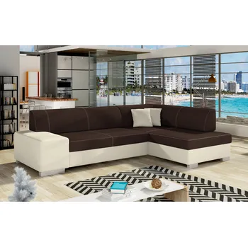 Nábytek Eltap Rohová sedací souprava Fabio - Sawana 26/ecokůže Soft 33 béžová PROVEDENÍ L/P: PRAVÉ provedení