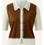 Oui Dámský Svetr Z Kombinace Materiálů, hnědá / režná, 46