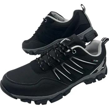 Pánská obuv Superun Pánské černé nadměrné softshellové boty se šněrováním 03 Barva: Černá, Velikost: 49