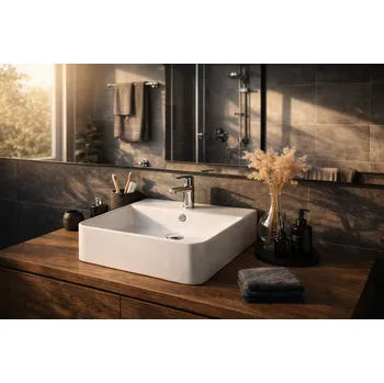 Umyvadlo Výhodný set: Keramické umyvadlo Neasa 52x42 cm + Click-Clack výpusť chrom