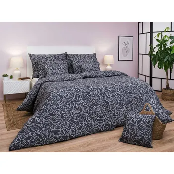 Povlečení Krepové povlečení prodloužené KOMFORT Sorat tmavě šedý 70x90, 140x220