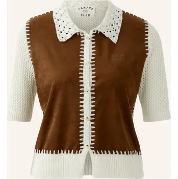 Dámský svetr Oui Dámský Svetr Z Kombinace Materiálů, hnědá / režná, 34