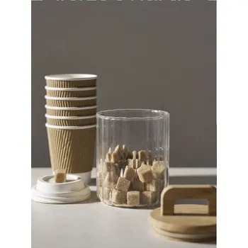 Dóza na potraviny Sinsay - Skleněná nádoba na potraviny s bambusovým víkem - clear - 198HO-CLR - 198HO-CLR-ONE