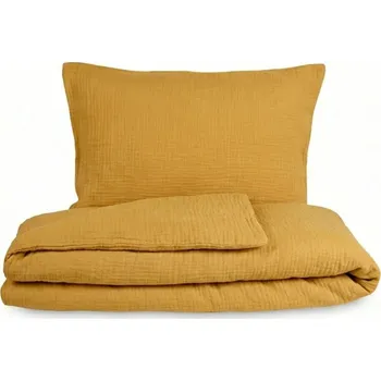 Povlečení Kvalitex Mušelínové povlečení žluté 1+2, 240x220, 70x90cm