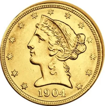 Historická zlatá mince Half Eagle 5 USD Liberty Head (Coronet)