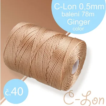 Nit Nylonová nit C-Lon pevná korálková nit. Barva 40 Ginger. Síla nitě 0,5mm. Balení 78m na cívce.
