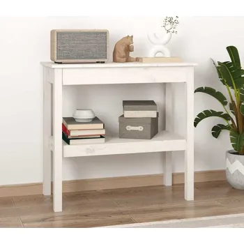 Konzolový stolek vidaXL Konzolový stolek 80 x 40 x 75 cm masivní borové dřevo [814308] Barva: Bílá