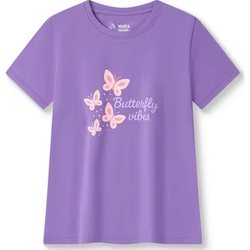 Dívčí tričko Dívčí bavlněné tričko s krátkým rukávem - Wolf & Wolfie S2611A, fialová Barva: Fialová, Velikost: 116
