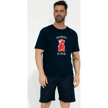 Pánské pyžamo Cornette Gummy King - bavlna Tmavě modrá 2XL
