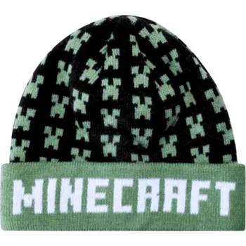 Čepice Fashion UK Chlapecká čepice MINECRAFT dvouvrstvá zimní zelená Zelená nápis, Velikost: 56 56