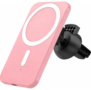 15W magnetická bezdrátová nabíječka magsafe s držákem do auta Barva: Růžová