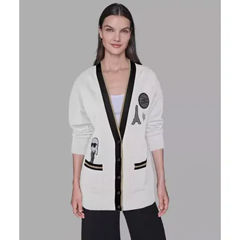 Dámský svetr KARL LAGERFELD dámský svetr, cardigan Varsity bílý M