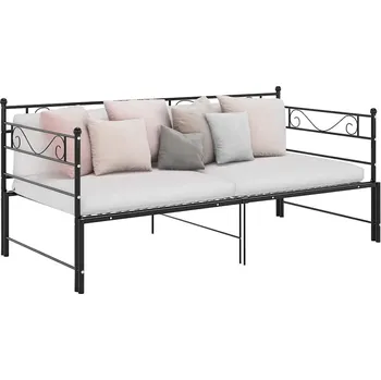 Postel vidaXL Rám vysouvací postele/pohovky kovový 90 x 200 cm [324771] Barva: Černá