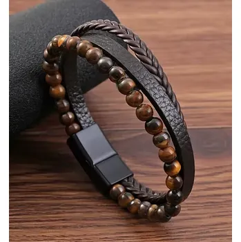 Náramek Prosperk Pánský trojitý náramek Barva: Černá