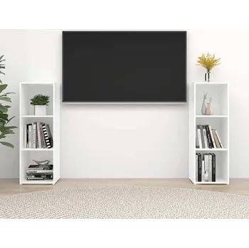 Televizní stolek vidaXL TV skříňky 2 ks 107 x 35 x 37 cm dřevotříska [3079915] Barva: Bílá