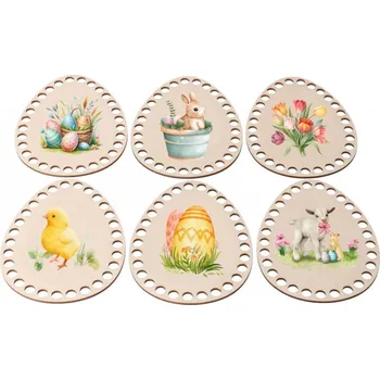 Velikonoční dekorace Dřevěné velikonoční kraslice k obháčkování - symboly jara