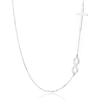 Řetízek Bealio BEALIO 13916 Stříbrný náhrdelník KŘÍŽ A NEKONEČNO Délka řetízku: 40+5 cm 03-13916-4122