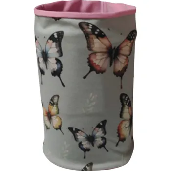 Čepice Dívčí nákrčník šedý motýlci KEV 2024-130