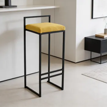 Barová židle Barová stolička Cabra s čalouněným sedákem žlutá