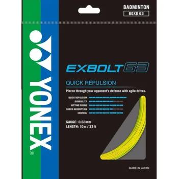 Badmintonový výplet Badmintonový výplet Yonex Exbolt 63, 0,63mm, 10m, YELLOW