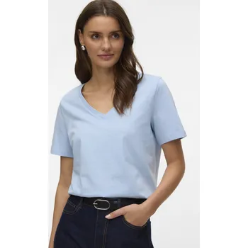 Oblečení a móda Vero Moda dámské triko výstřih do V Paulina světle modré Velikost: XS