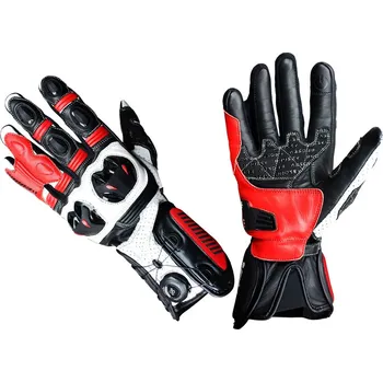 Moto oblečení Rukavice moto&nbsp;MISANO kožené dlouhé červené