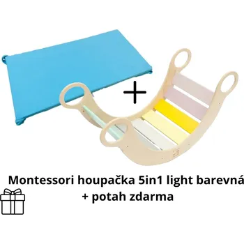 Dětská houpačka ELIS DESIGN Montessori houpačka 5in1 light varianta: natur okraje, barevné desky