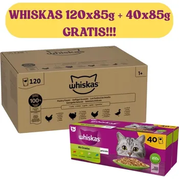 Whiskas Drůbeží hostina 120x85g Mokré krmivo pro dospělé kočky v želé + WHISKAS 40x85g Mix chutí