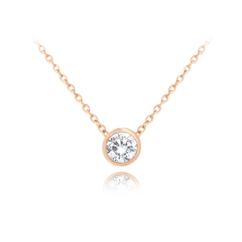 Náhrdelník Moonlit Decentní Rose gold stříbrný náhrdelník s bílým zirkonem