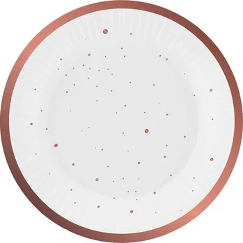 Papírový ubrousek GoDan Papírové talíře Celebrate (růžové zlato), 18 cm, 6 ks