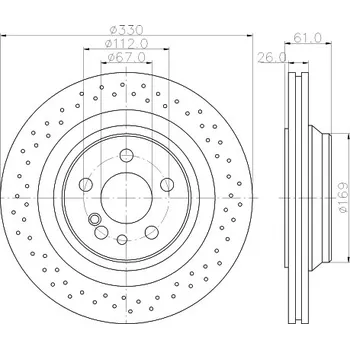 Brzdový kotouč Brzdový kotouč, , 2204230912, 220423091264, A2204230912, A220423091264, HELLA, 8DD 355 110-191